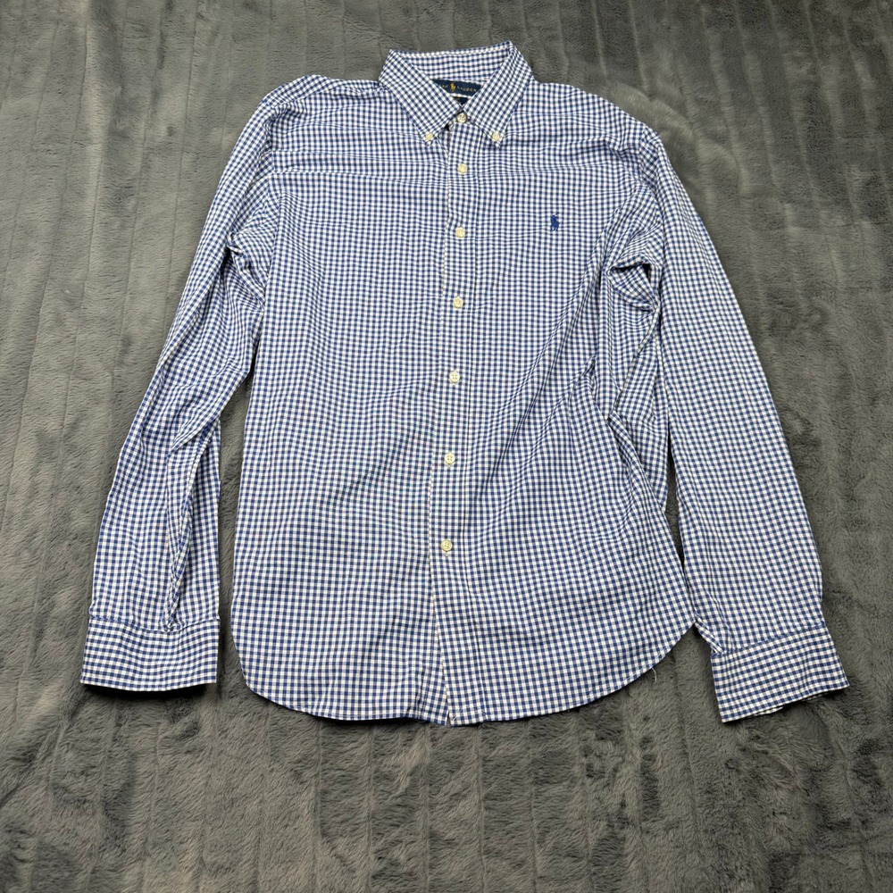 Ralph Lauren Mens Classic Fit Performance Gingham Shirt Blue White Large 14727